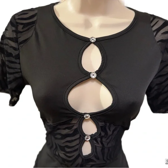 Elegant Black Zebra Print Dress - Picture 4 of 7